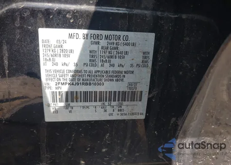 2024 Ford Edge Sel из США, поврежденный, VIN 2FMPK4J91RBB10303